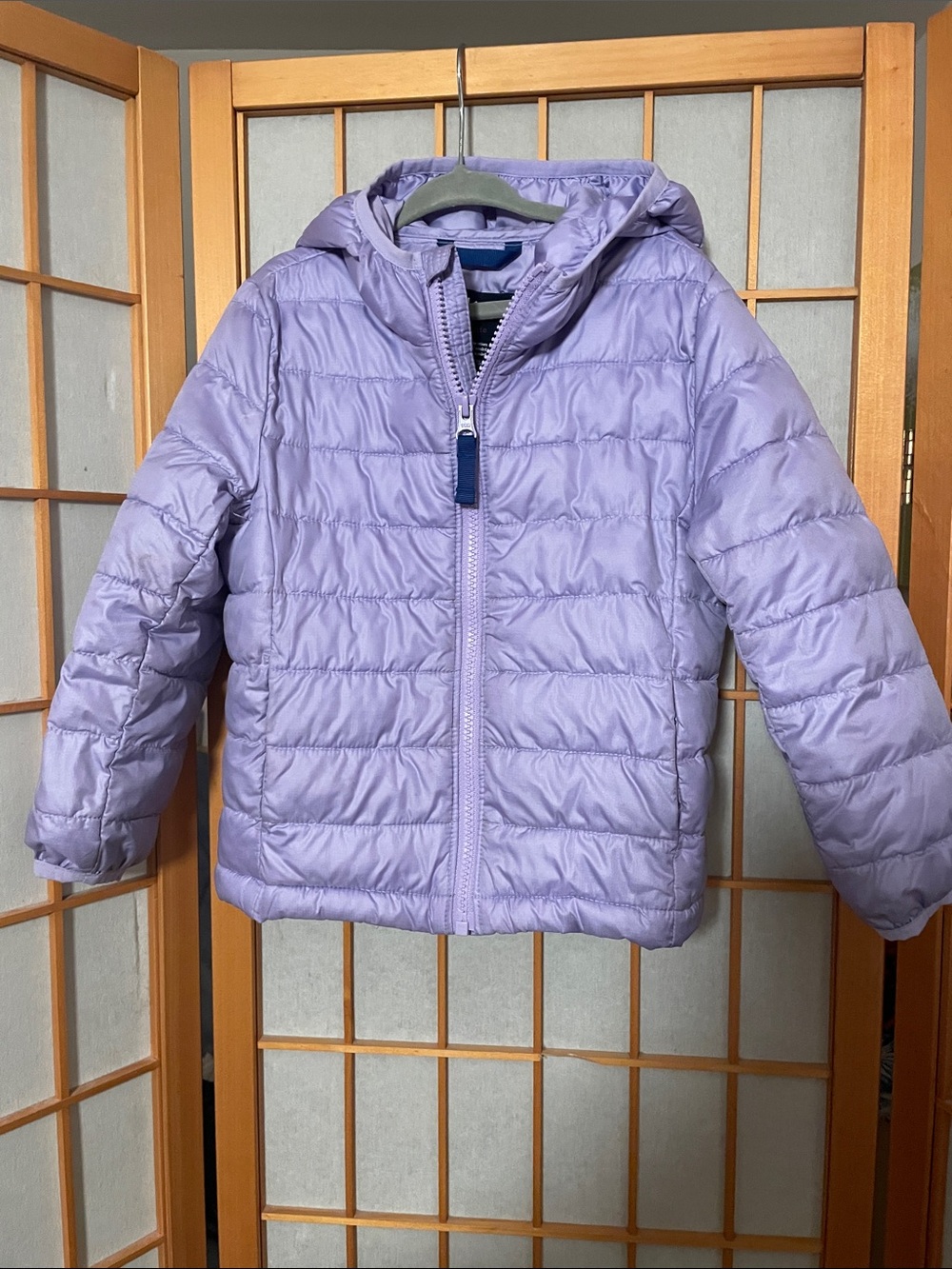 Primary Lightweight Kids Puffer Zip Up Jacket Coat Light Purple Iris Size 3